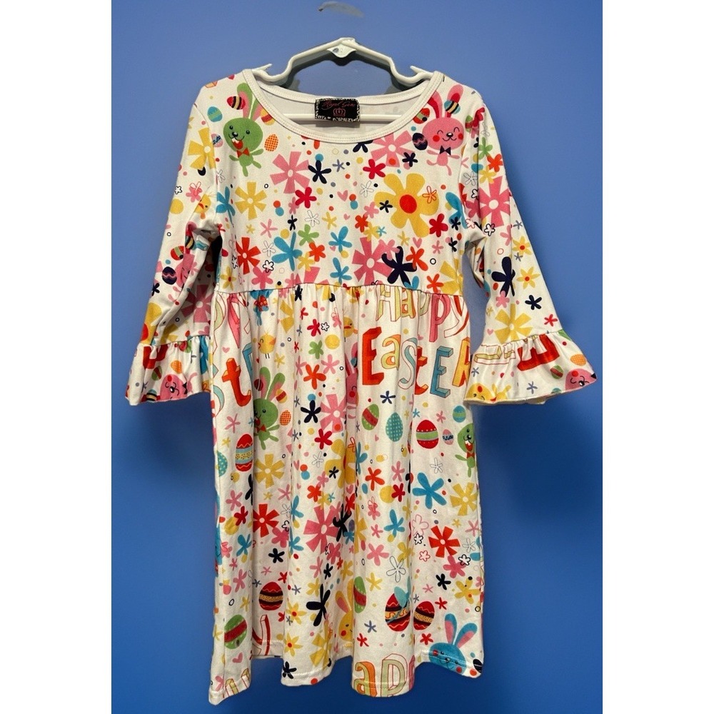 Royal Gem Girls Size 8 Easter Dress Bunny Whimsical Play‎ Fun Long Sleeve Sz 140